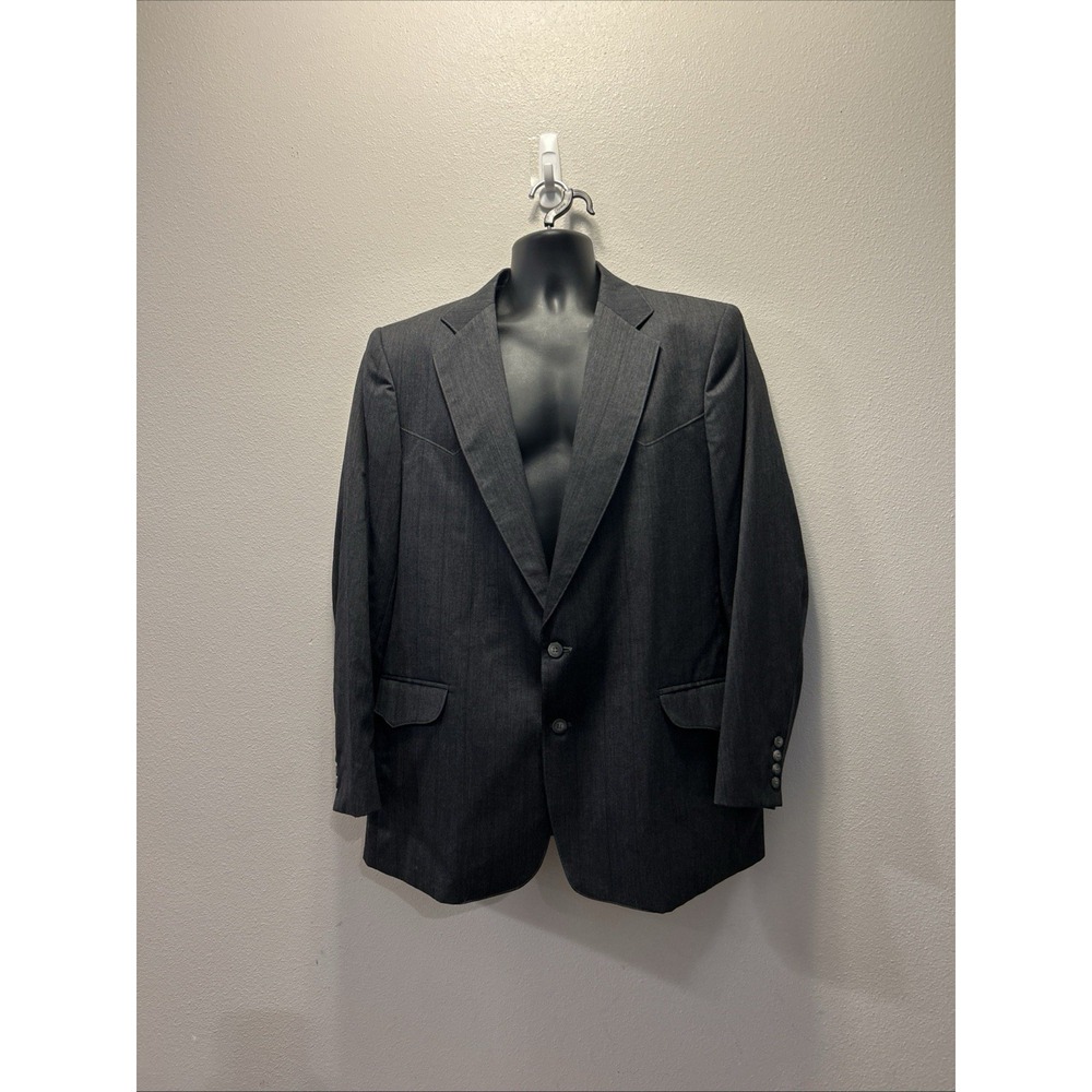 TREGOS Westwear Vtg MEN'S‎ Blazer Sz 46R DARK GRAY ROCKABILLY JACKET Western USA